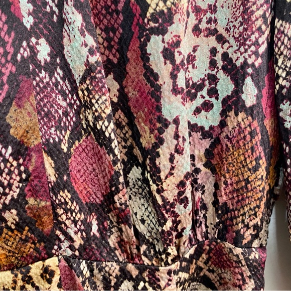 Rebecca Taylor Silk Snakeskin Print Mock Neck Dress Multi-Color Size 0 - Picture 5 of 10